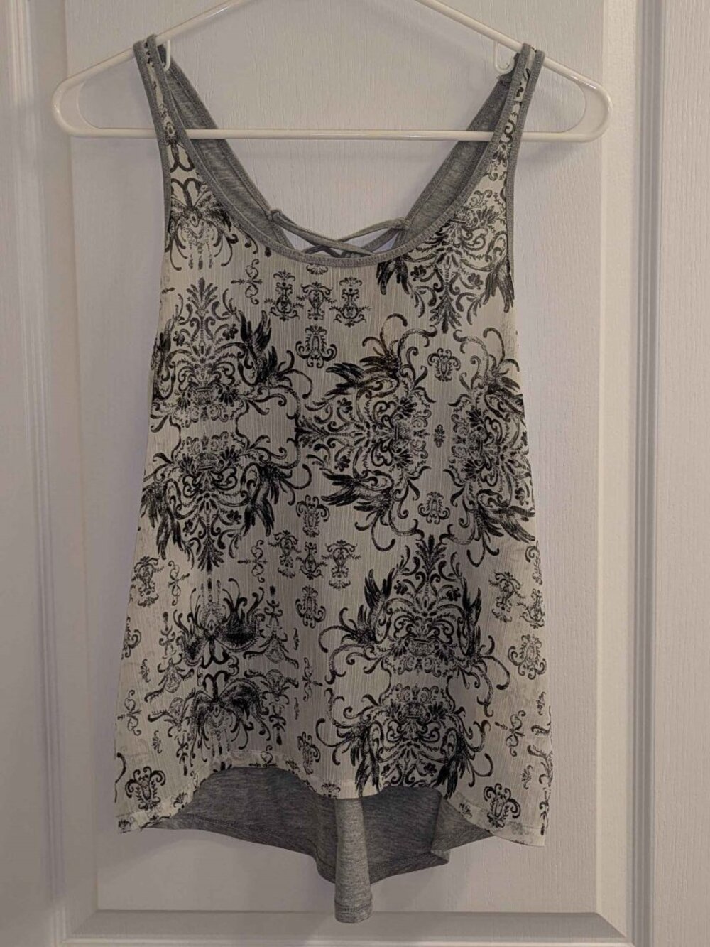 translucent tie-back tank top